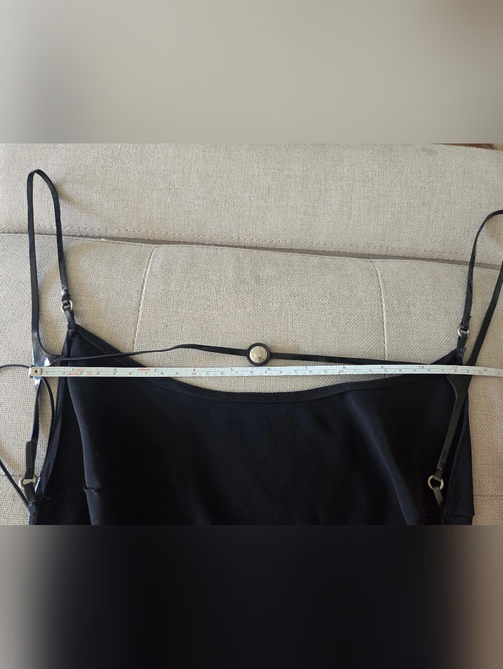 PRADA. Silk w Lthr Strap Blk Dress. Made Italy. Small. - Picture 11 of 15